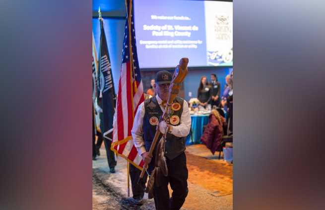 Tulalip Tribes’ 2018 Raising Hands photo of guest speaker introducing a ceremony.